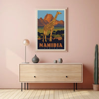 Giraffe Adventure Vintage Namibia Travel Poster PosterGoat