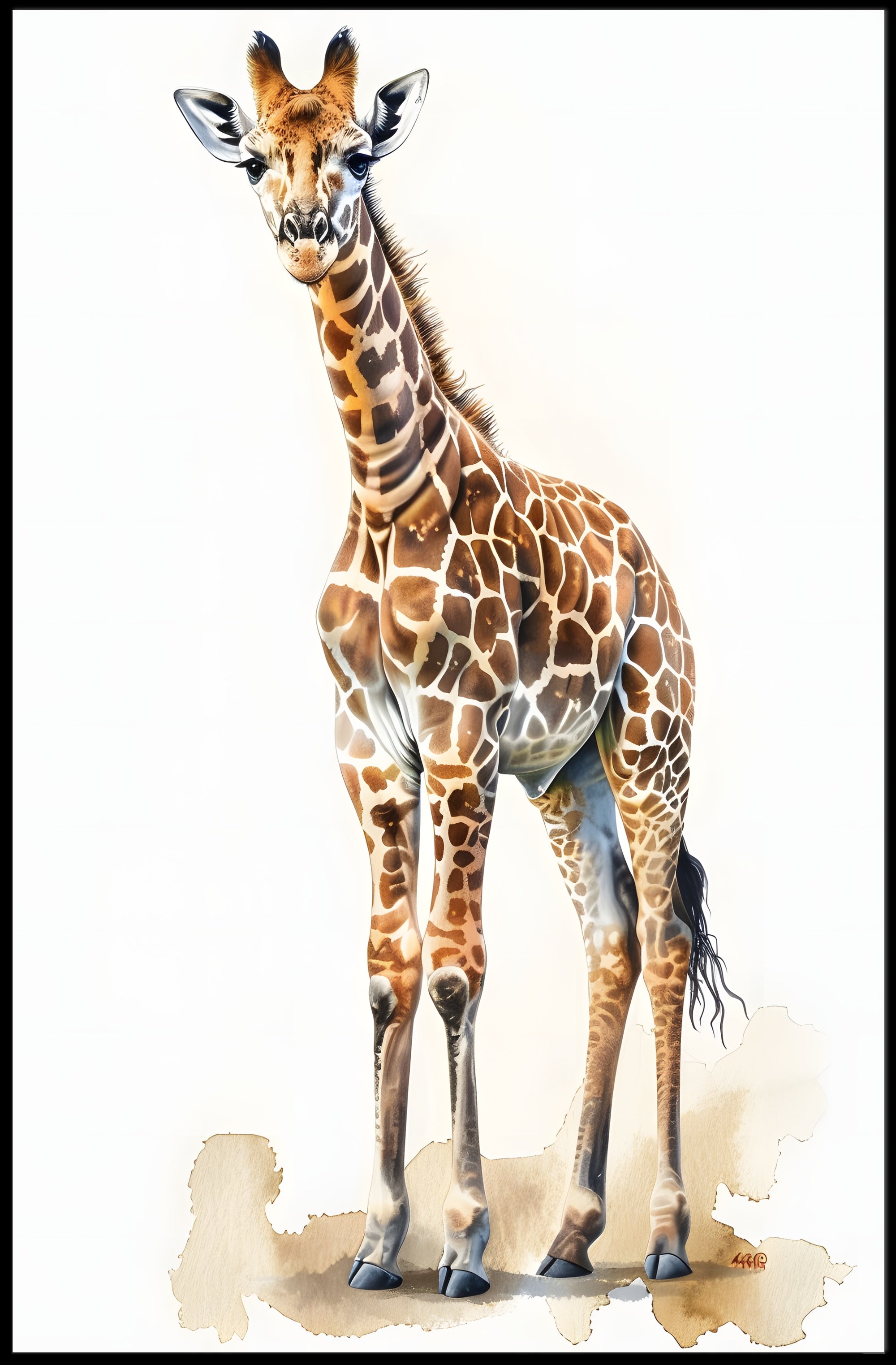 Giraffe in Watercolor Artistic Animal Poster PosterGoat