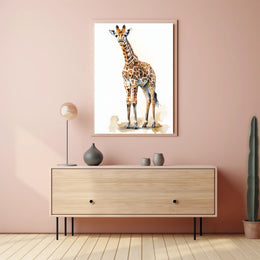 Giraffe in Watercolor Artistic Animal Poster PosterGoat