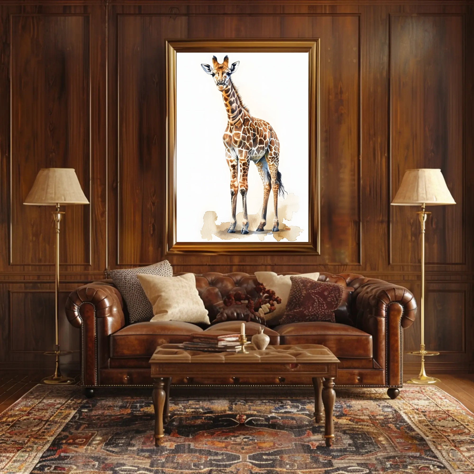 Giraffe in Watercolor Artistic Animal Poster PosterGoat