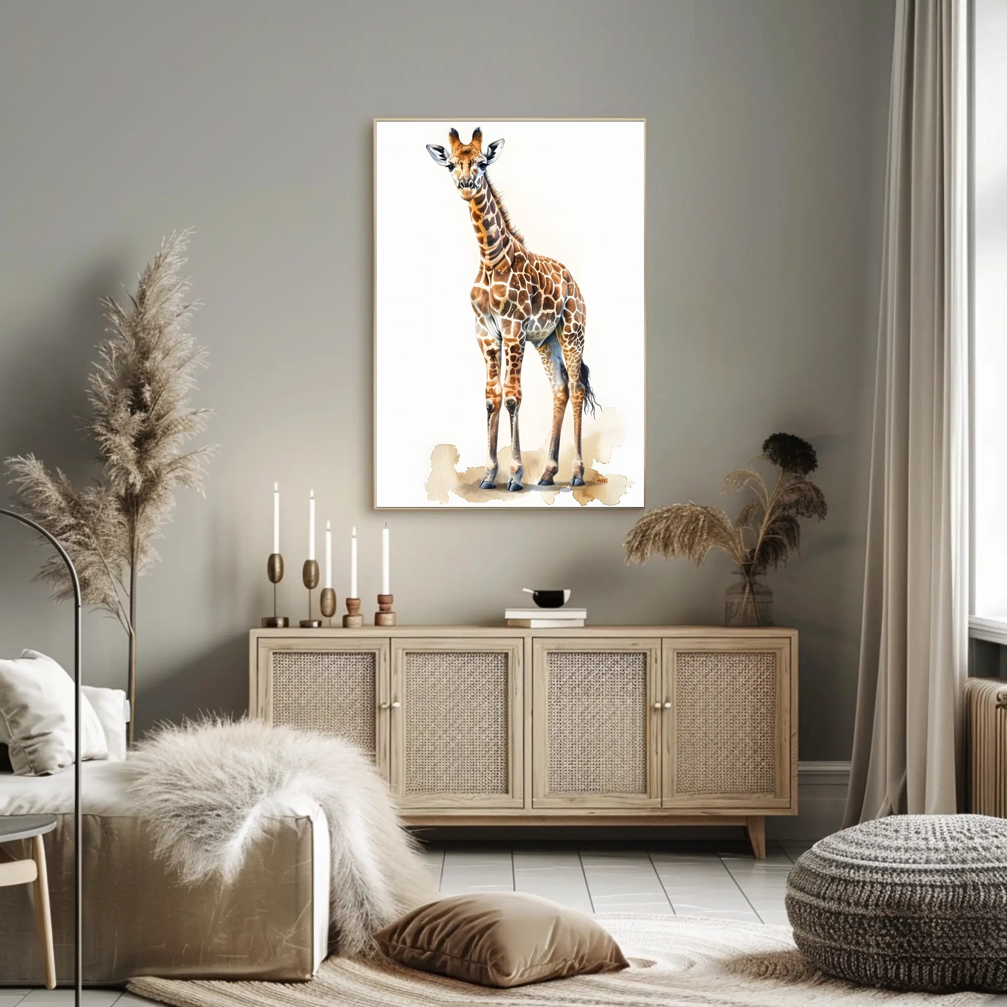 Giraffe in Watercolor Artistic Animal Poster PosterGoat