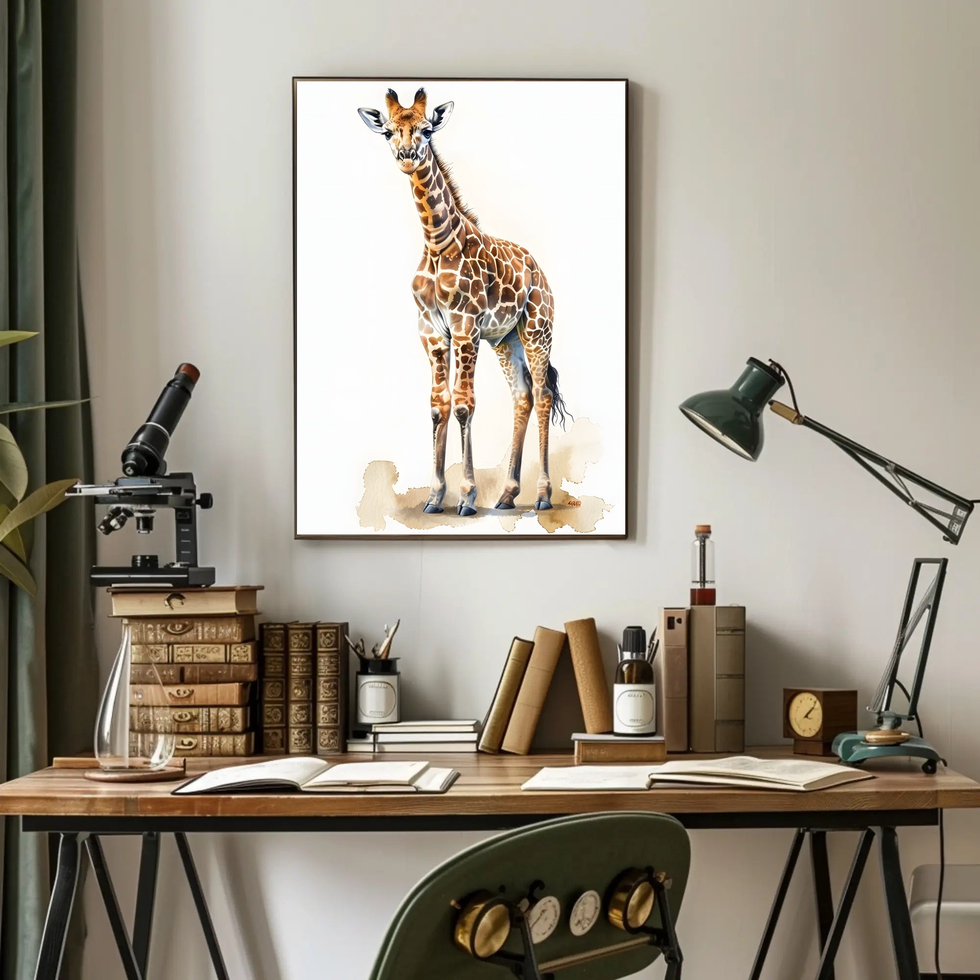 Giraffe in Watercolor Artistic Animal Poster PosterGoat