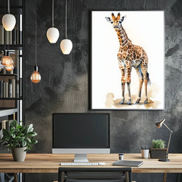 Giraffe in Watercolor Artistic Animal Poster PosterGoat