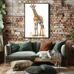 Giraffe in Watercolor Artistic Animal Poster PosterGoat