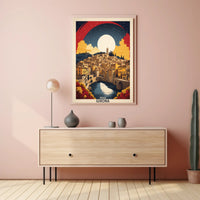 Girona Scenic Vintage Urban Cityscape Travel Poster PosterGoat
