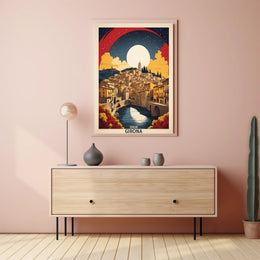 Girona Scenic Vintage Urban Cityscape Travel Poster PosterGoat