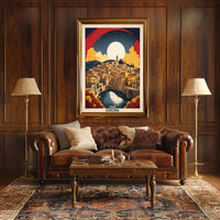 Girona Scenic Vintage Urban Cityscape Travel Poster PosterGoat