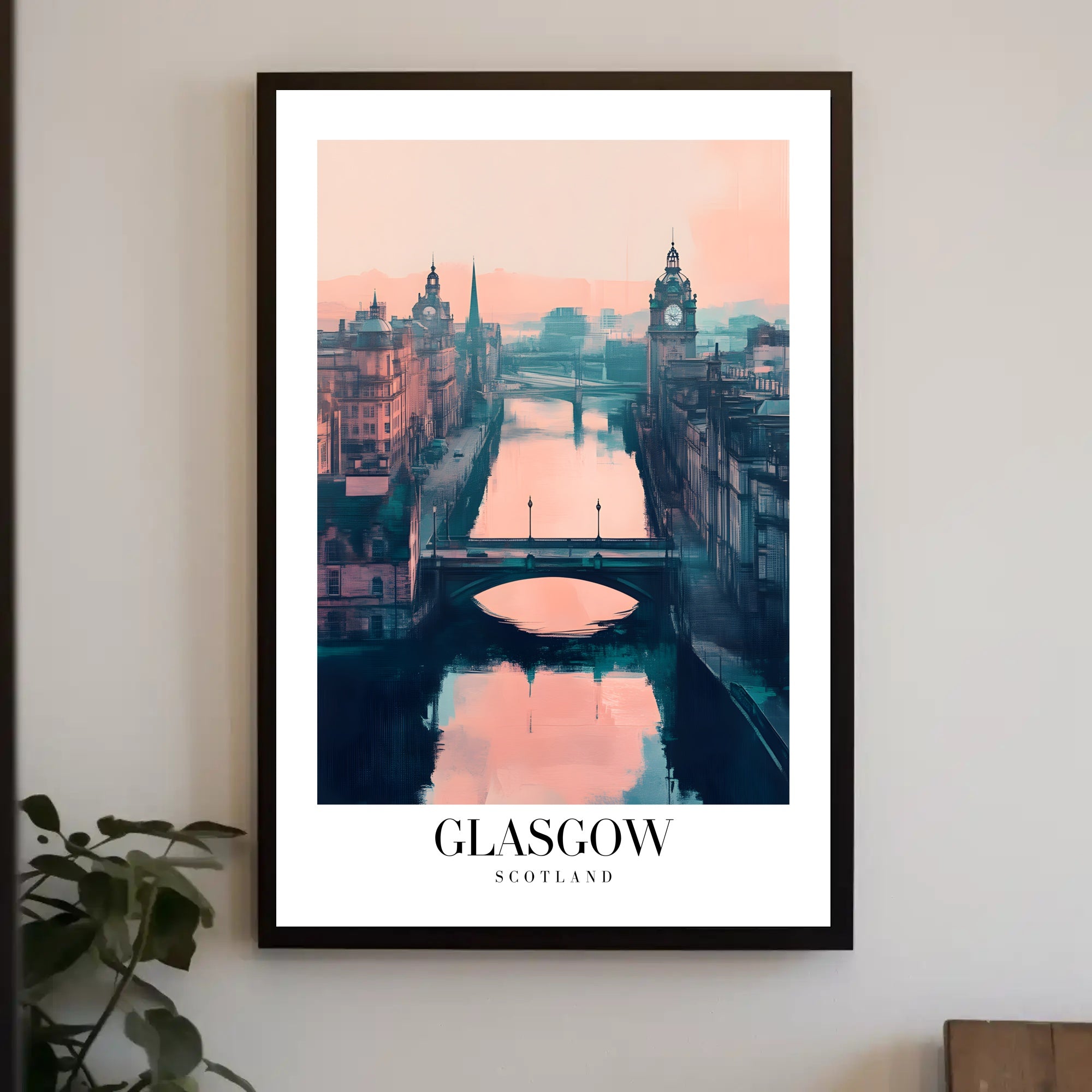 Glasgow Cityscape Modern Impressionistic Urban or Cityscape Poster PosterGoat