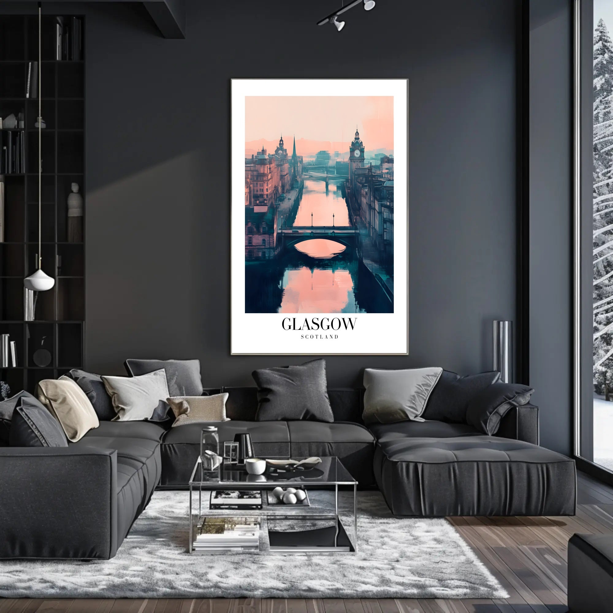 Glasgow Cityscape Modern Impressionistic Urban or Cityscape Poster PosterGoat