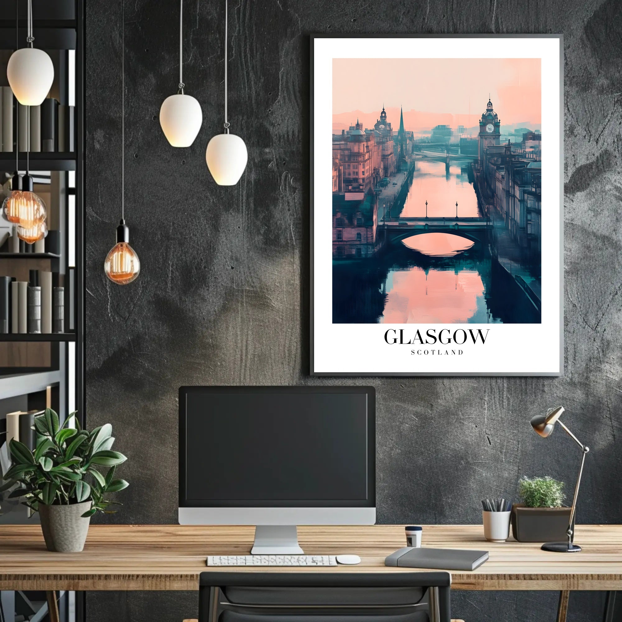 Glasgow Cityscape Modern Impressionistic Urban or Cityscape Poster PosterGoat