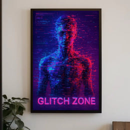 Glitch Zone Vibrant Futuristic Sci-Fi Poster PosterGoat