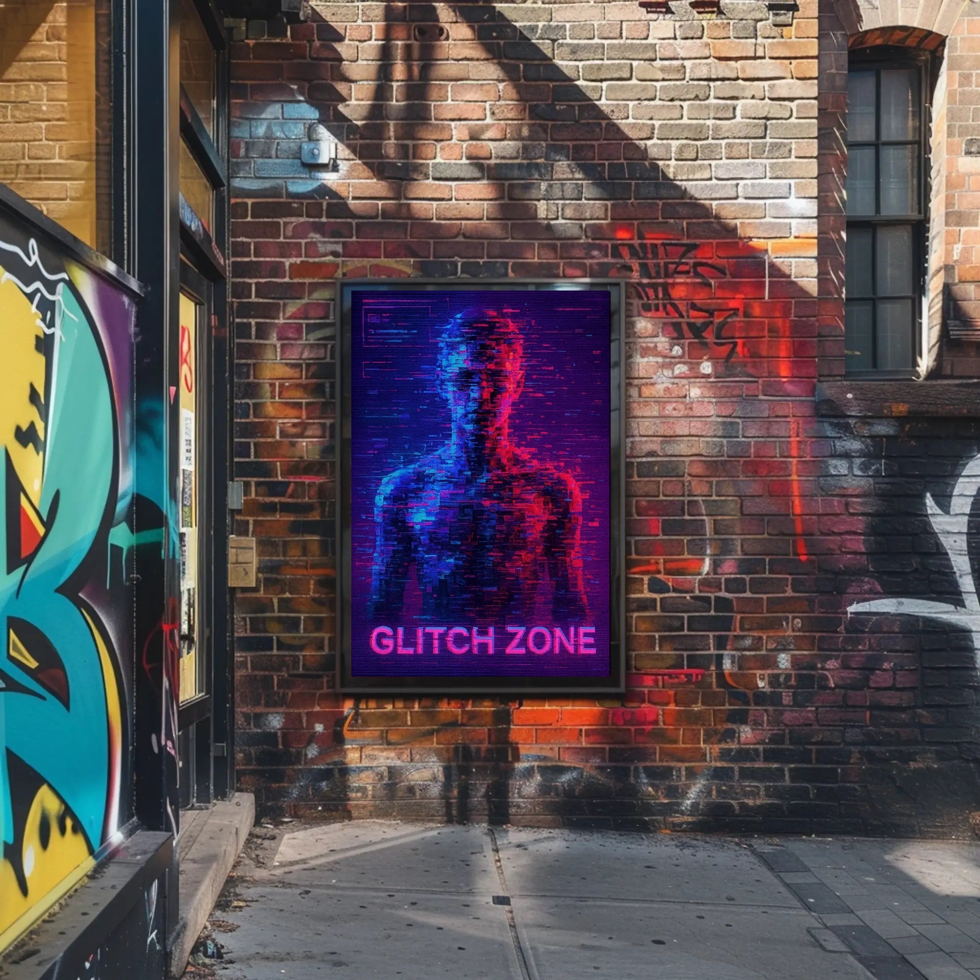 Glitch Zone Vibrant Futuristic Sci-Fi Poster PosterGoat