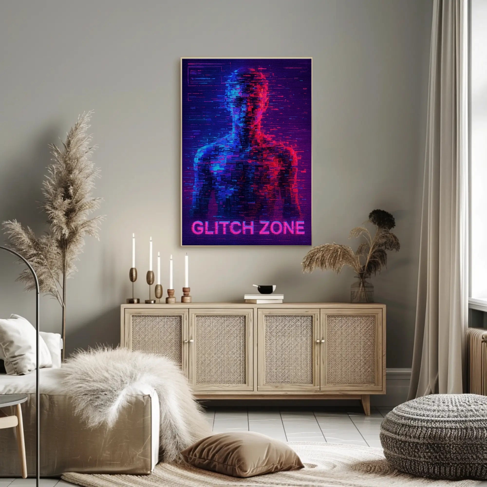 Glitch Zone Vibrant Futuristic Sci-Fi Poster PosterGoat