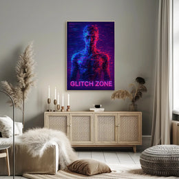 Glitch Zone Vibrant Futuristic Sci-Fi Poster PosterGoat