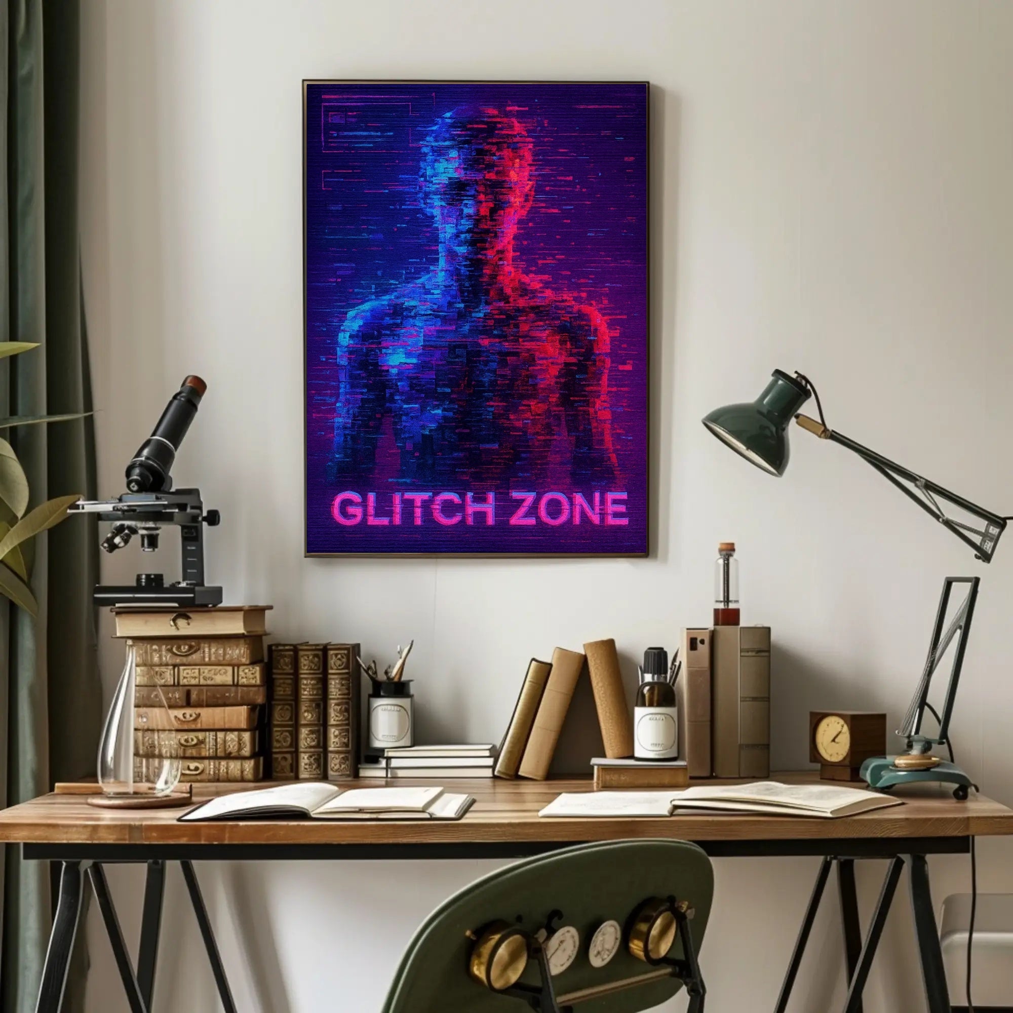Glitch Zone Vibrant Futuristic Sci-Fi Poster PosterGoat