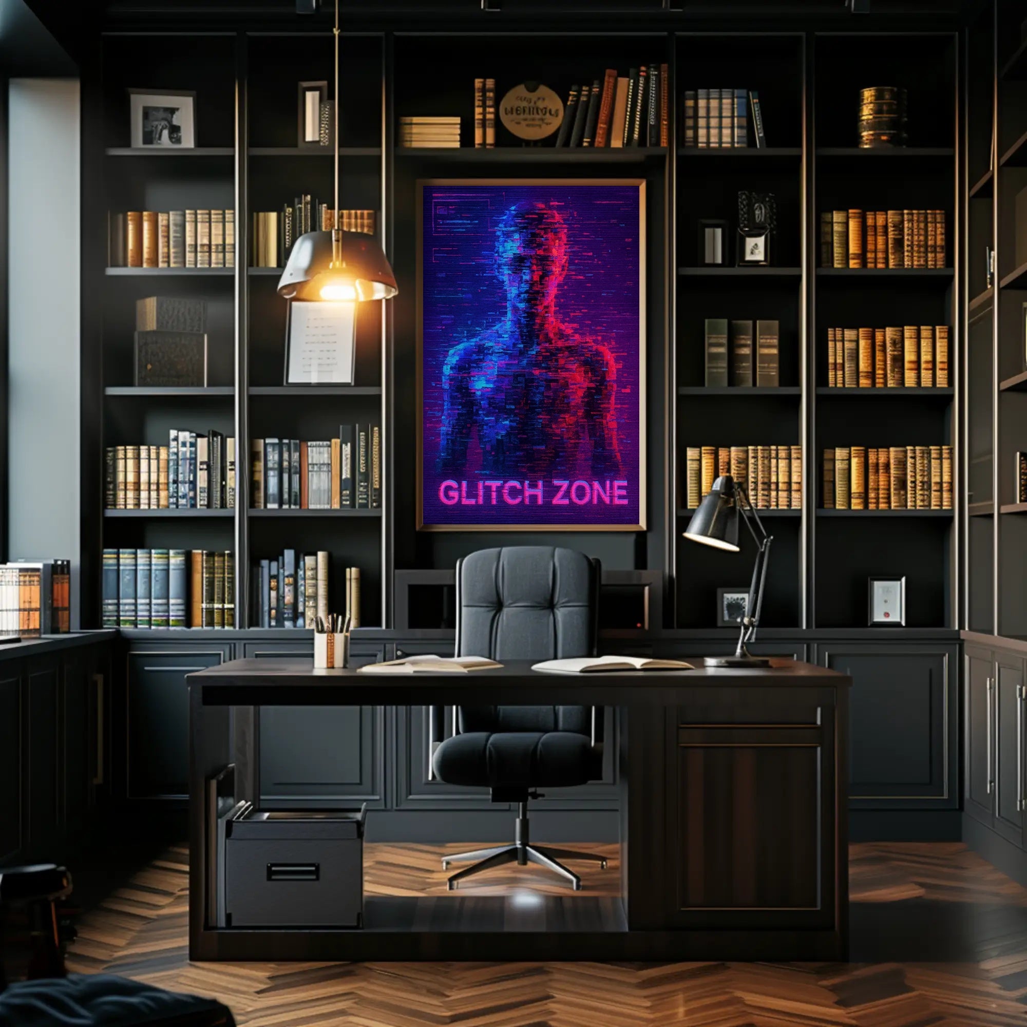 Glitch Zone Vibrant Futuristic Sci-Fi Poster PosterGoat