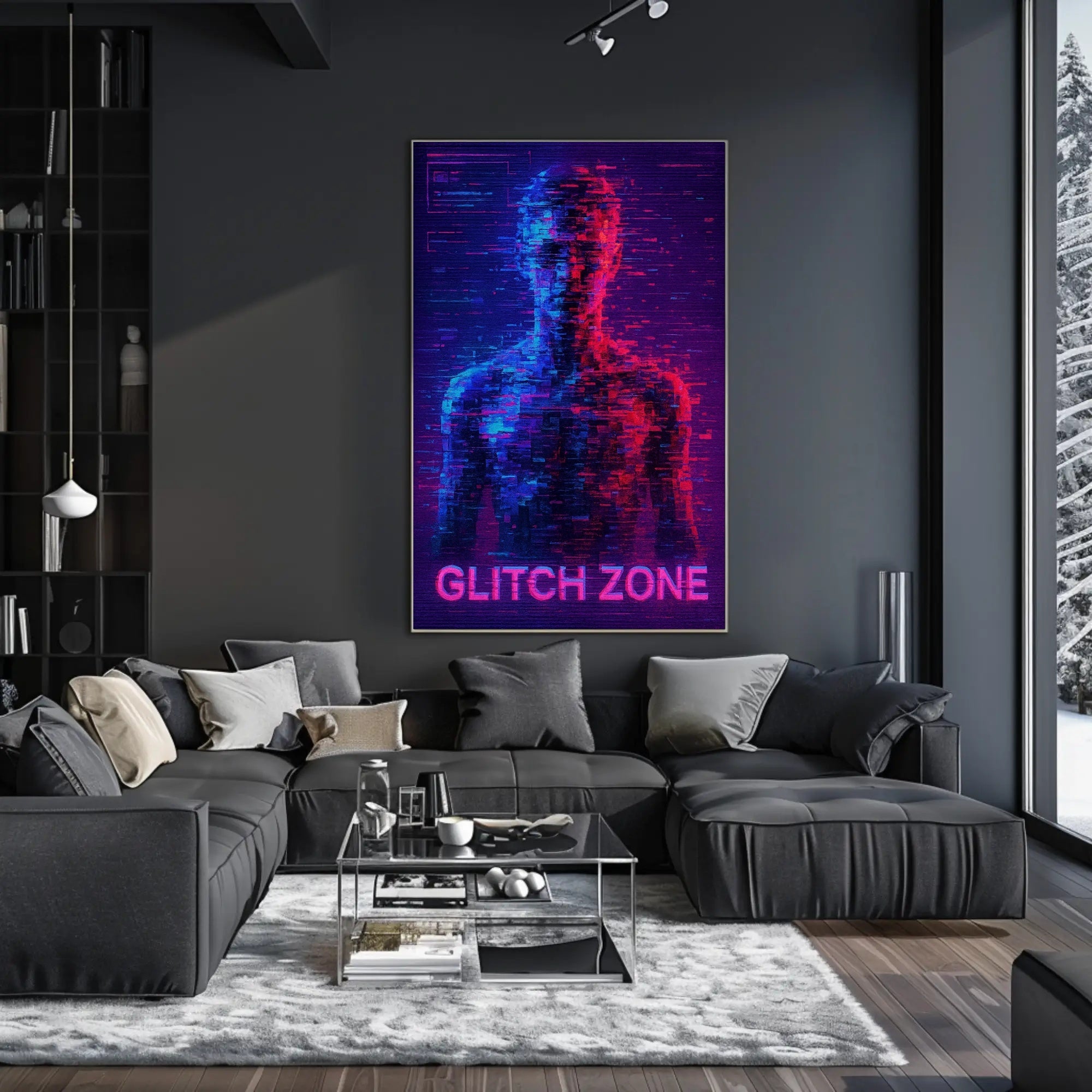 Glitch Zone Vibrant Futuristic Sci-Fi Poster PosterGoat