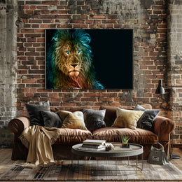 Glowing Ethereal Lion Portrait Animal Poster PosterGoat