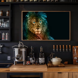 Glowing Ethereal Lion Portrait Animal Poster PosterGoat