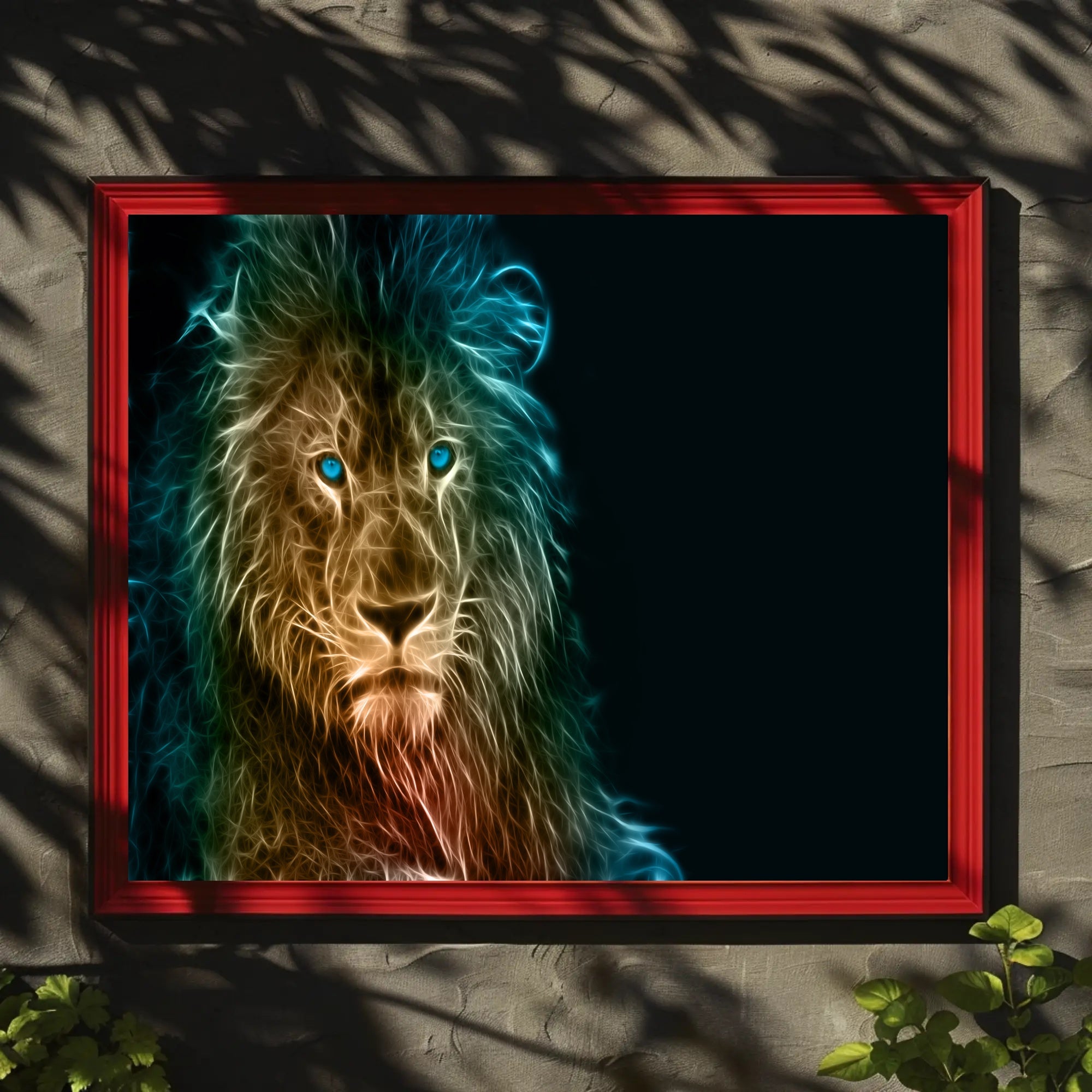 Glowing Ethereal Lion Portrait Animal Poster PosterGoat