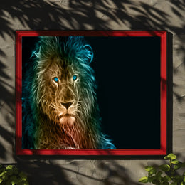 Glowing Ethereal Lion Portrait Animal Poster PosterGoat