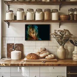 Glowing Ethereal Lion Portrait Animal Poster PosterGoat