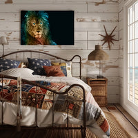Glowing Ethereal Lion Portrait Animal Poster PosterGoat