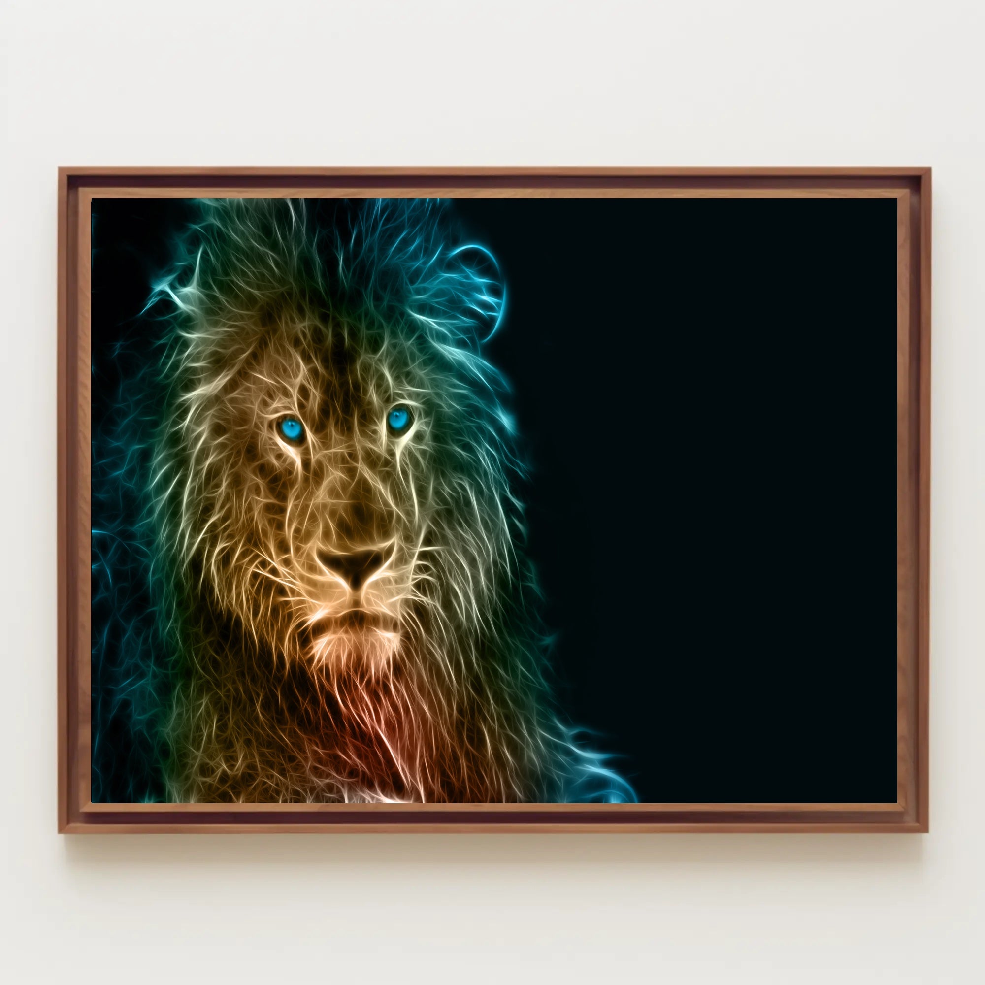 Glowing Ethereal Lion Portrait Animal Poster PosterGoat
