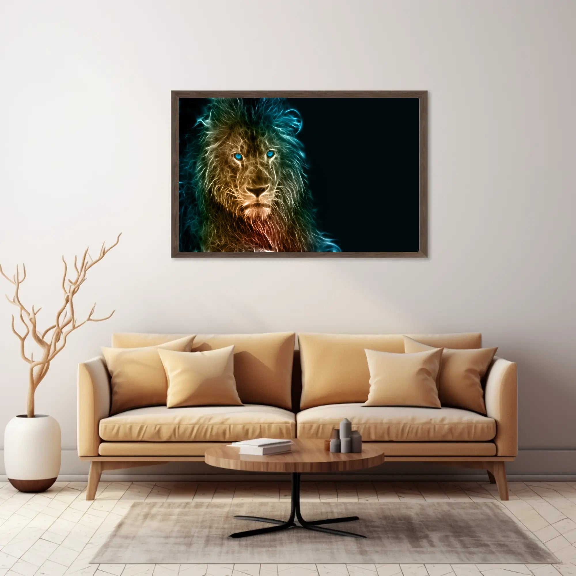 Glowing Ethereal Lion Portrait Animal Poster PosterGoat
