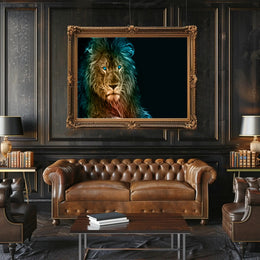 Glowing Ethereal Lion Portrait Animal Poster PosterGoat
