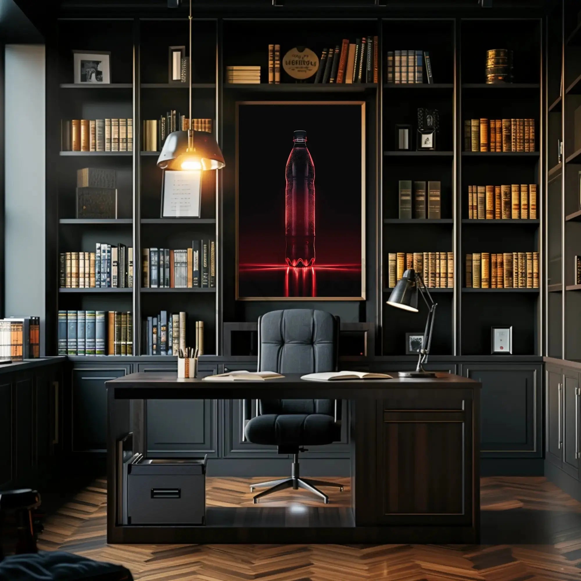 Glowing Red Bottle Art: Futuristic Sci-Fi Poster PosterGoat