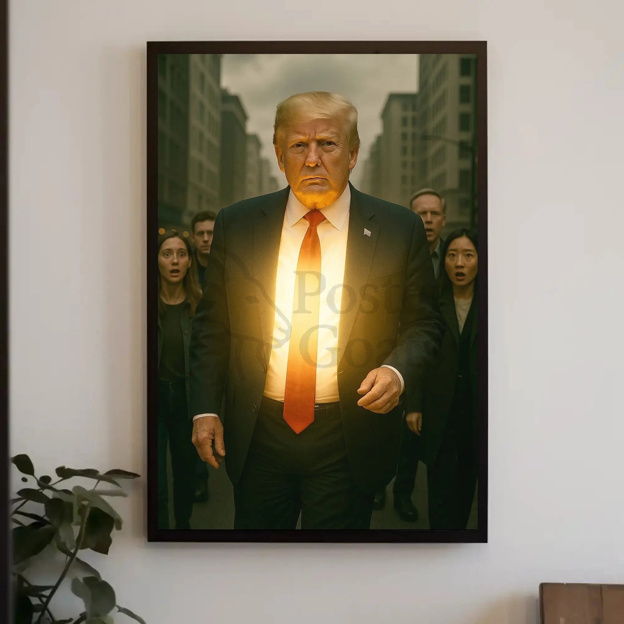 Glowing Urban Power Man Futuristic Sci-Fi Poster PosterGoat