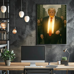 Glowing Urban Power Man Futuristic Sci-Fi Poster PosterGoat