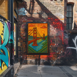 Golden Gate Bridge Psychedelic Art Nouveau Travel Poster PosterGoat