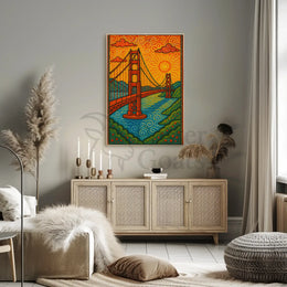 Golden Gate Bridge Psychedelic Art Nouveau Travel Poster PosterGoat