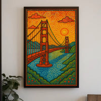Golden Gate Bridge Psychedelic Art Nouveau Travel Poster PosterGoat