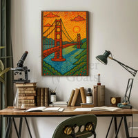 Golden Gate Bridge Psychedelic Art Nouveau Travel Poster PosterGoat