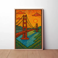 Golden Gate Bridge Psychedelic Art Nouveau Travel Poster PosterGoat