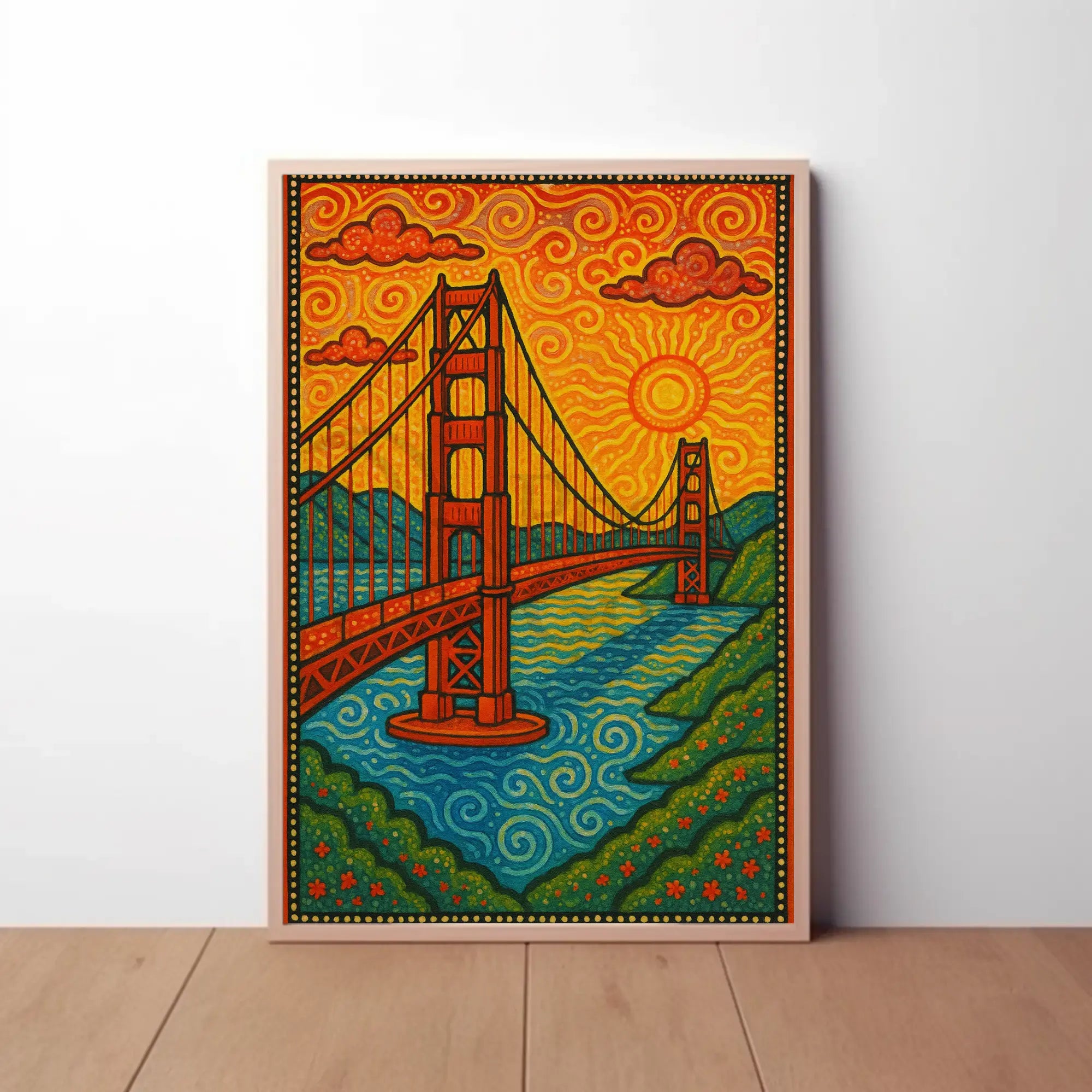 Golden Gate Bridge Psychedelic Art Nouveau Travel Poster PosterGoat