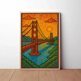 Golden Gate Bridge Psychedelic Art Nouveau Travel Poster PosterGoat