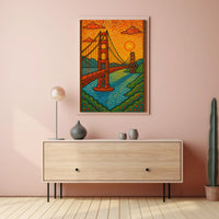 Golden Gate Bridge Psychedelic Art Nouveau Travel Poster PosterGoat