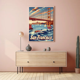 Golden Gate Bridge Retro Travel Adventure Poster PosterGoat