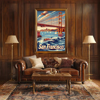 Golden Gate Bridge Retro Travel Adventure Poster PosterGoat