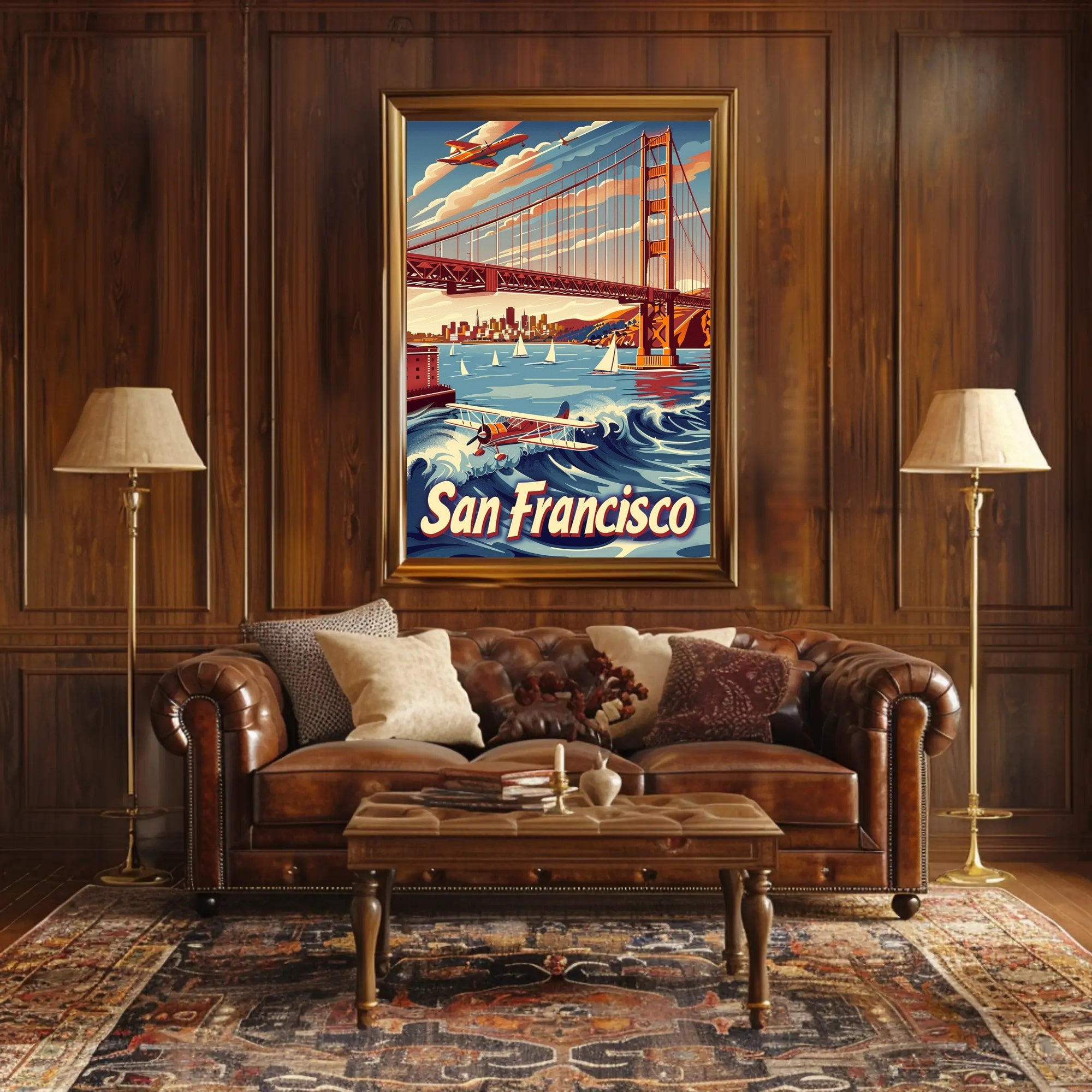 Golden Gate Bridge Retro Travel Adventure Poster PosterGoat