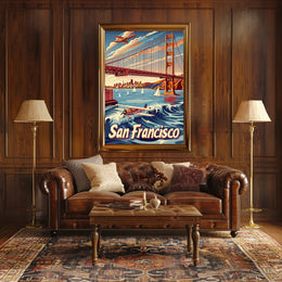 Golden Gate Bridge Retro Travel Adventure Poster PosterGoat