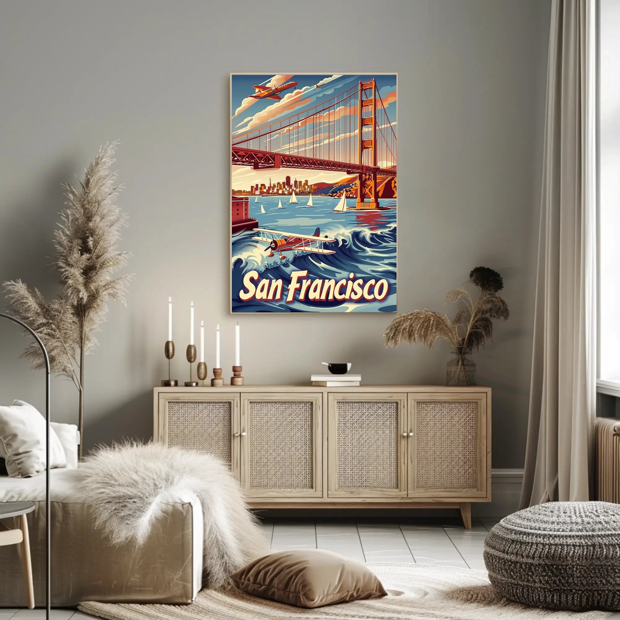 Golden Gate Bridge Retro Travel Adventure Poster PosterGoat
