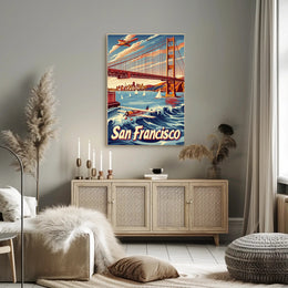 Golden Gate Bridge Retro Travel Adventure Poster PosterGoat
