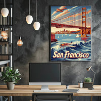 Golden Gate Bridge Retro Travel Adventure Poster PosterGoat