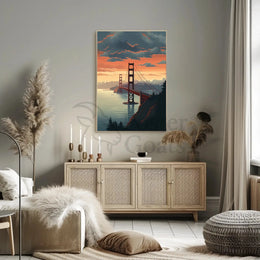 Golden Gate Bridge Sunset Travel Poster PosterGoat