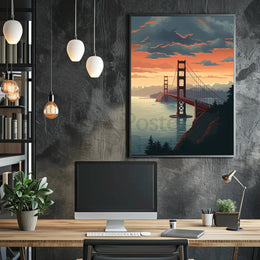 Golden Gate Bridge Sunset Travel Poster PosterGoat